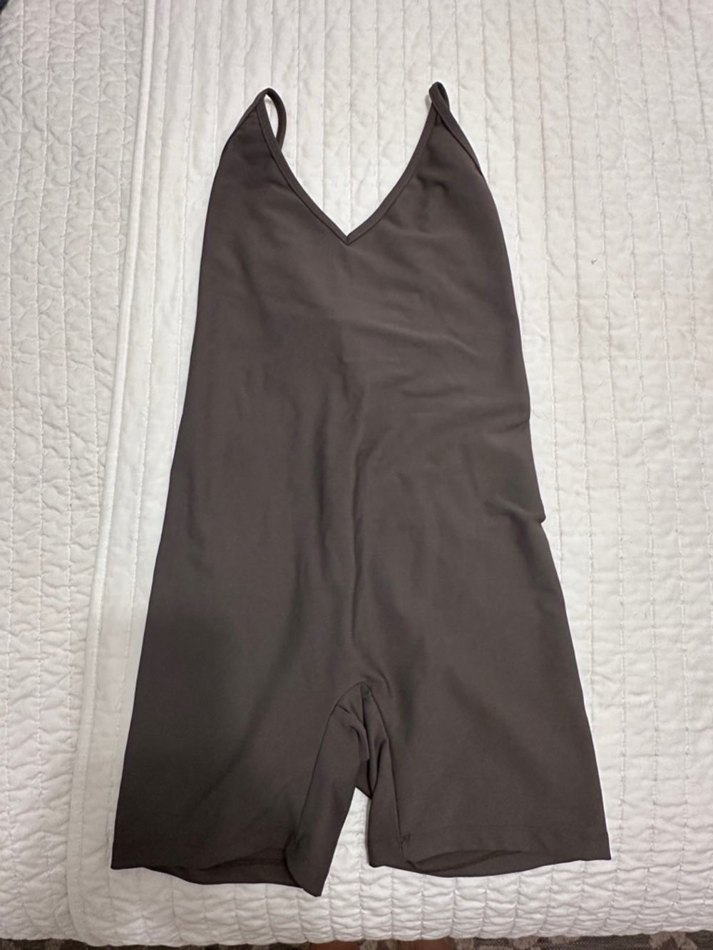 Skatie V-Neck Sleeveless One-Piece Romper in Dark Brown